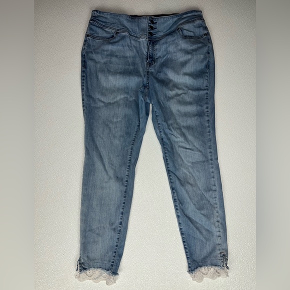 Lane Bryant Light Wash Flex Magic Waist Band High Rise Lace Jegging Size 16 - Picture 2 of 10